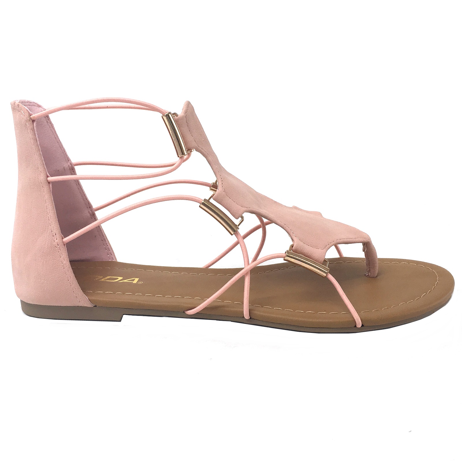 Soda Impact Women's Elastic Strappy Ankle High Gladiator Thong Flat